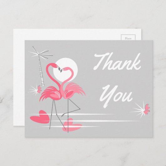 Flamingo Love Side Dank u briefkaart landschap (Voorkant / Achterkant)