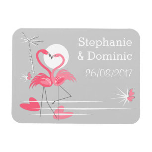 Flamingo Love Side Names Date Flexmagnet Magneet