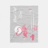 Flamingo Love Side Text fleece Small horizontal Deken (Voorkant)