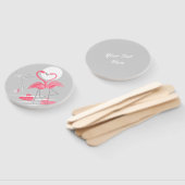 Flamingo Love Text hand fan round Handwaaier (Niet-gemonteerd)