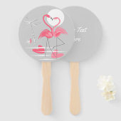 Flamingo Love Text hand fan round Handwaaier (Voorkant en achterkant)