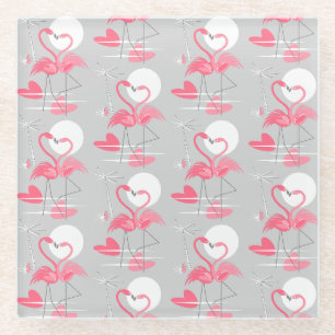 Flamingo Love Tiled onderzetter glass