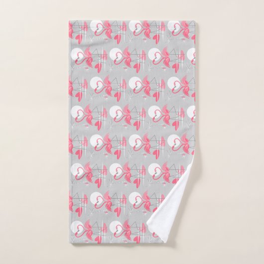 Flamingo Love Tiled towel set Bad Handdoek (Handdoek)