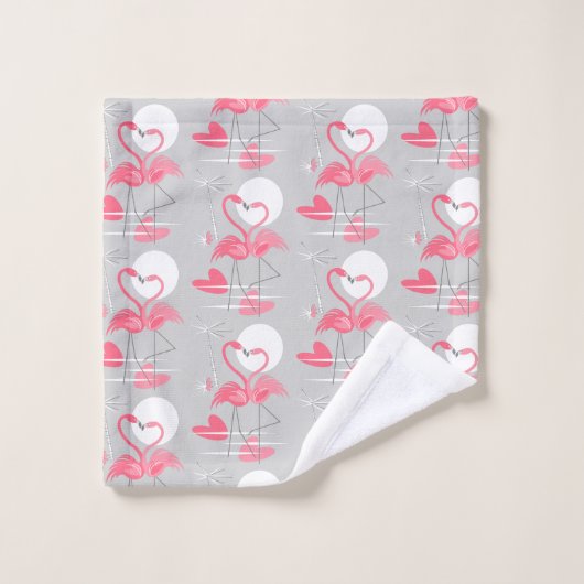 Flamingo Love Tiled towel set Bad Handdoek (Wasdoekje)