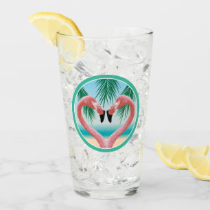 Flamingo Love (tropische Valentijn) Glas