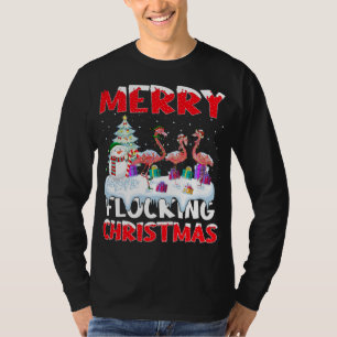 Flamingo Lover Xmas Gift Vrolijk Flocking Kerstmis T-shirt