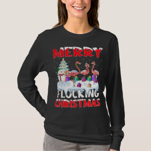 Flamingo Lover Xmas Gift Vrolijk Flocking Kerstmis T-shirt