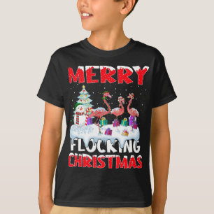 Flamingo Lover Xmas Gift Vrolijk Flocking Kerstmis T-shirt