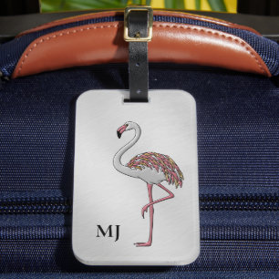 Flamingo Lover's Silver Bored Bagagelabel