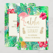 Flamingo Luau Party Kaart (Voorkant / Achterkant)