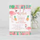 Flamingo Luau Party Kaart (Staand voorkant)