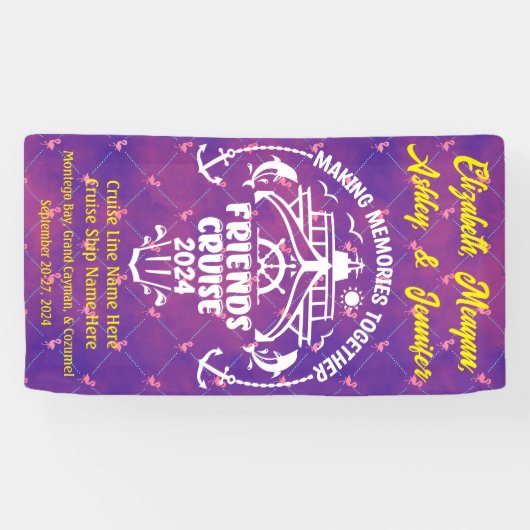 Flamingo maken herinneringen samen vriend cruise spandoek (Horizontaal)