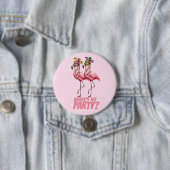 Flamingo Mardi Gras feestgangers Ronde Button 7,6 Cm (In situ)