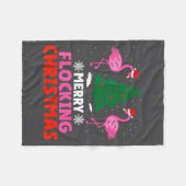 Flamingo Merry Flocking Christmas Funny Xmas Men W Fleece Deken (Voorkant (Horizontaal))