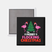 Flamingo Merry Flocking Christmas Funny Xmas Men W Magneet (Voorkant / Achterkant)
