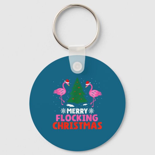 Flamingo Merry Flocking Christmas Funny Xmas Men W Sleutelhanger (Voorkant)
