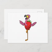 Flamingo met Aardbei Briefkaart (Voorkant / Achterkant)