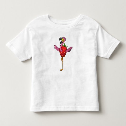 Flamingo met aardbei kinder shirts (Voorkant)