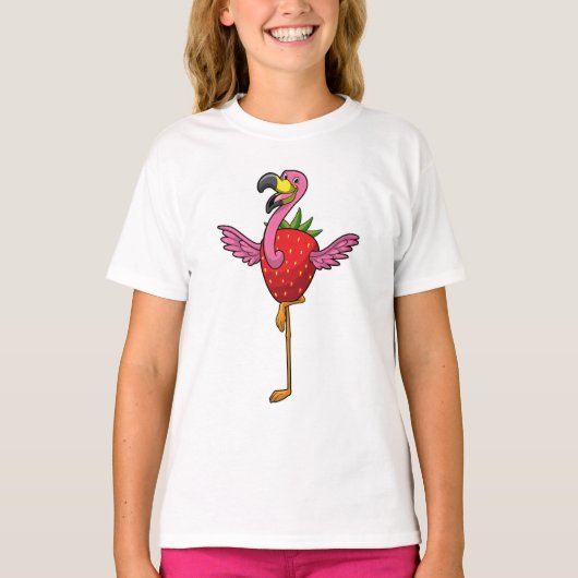Flamingo met aardbei t-shirt (Voorkant)
