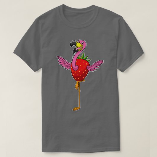 Flamingo met aardbei t-shirt (Design voorkant)