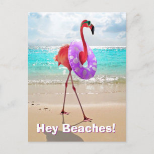 Flamingo met binnenbuis uitnodiging briefkaart