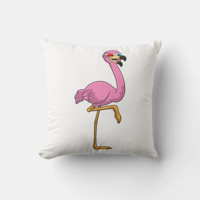 Flamingo met bril kussen (Voorkant)