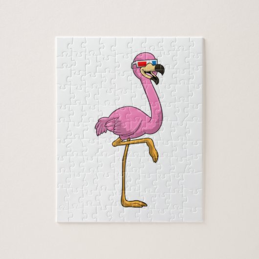 Flamingo met bril legpuzzel (Verticaal)