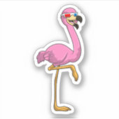 Flamingo met bril sticker (Voorkant)