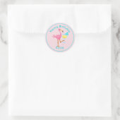 Flamingo met Cocktail Ronde Sticker (Tas)