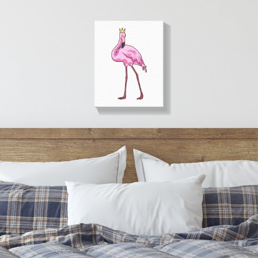 Flamingo met Crown Canvas Afdruk (Insitu (Slaapkamer))