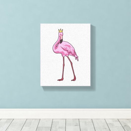 Flamingo met Crown Canvas Afdruk (Insitu (Houten vloer))