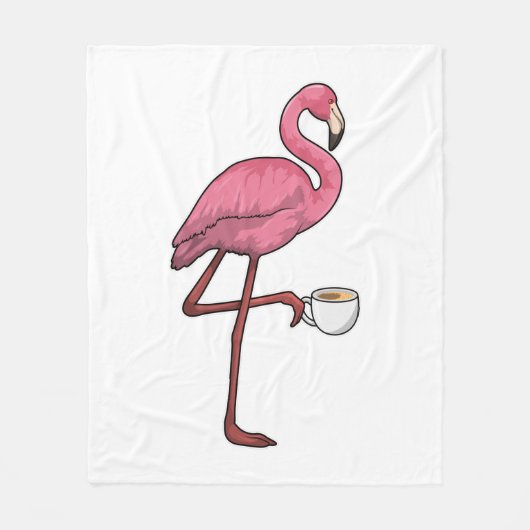 Flamingo met Cup Fleece Deken (Voorkant)