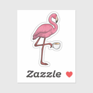 Flamingo met Cup Sticker