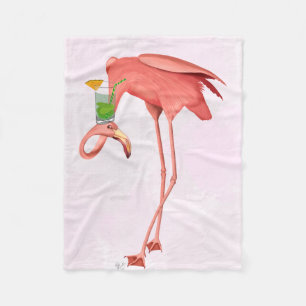 Flamingo met een cocktail fleece deken