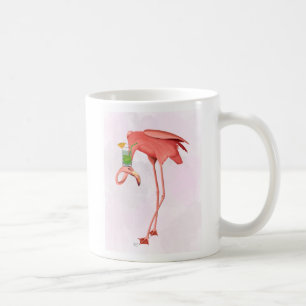 Flamingo met een cocktail koffiemok