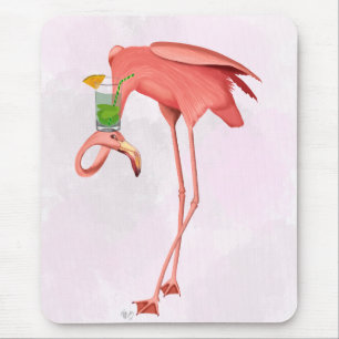 Flamingo met een cocktail muismat