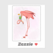 Flamingo met een cocktail sticker (Vel)