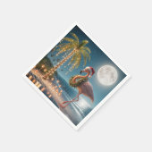 Flamingo met een kerstkrans servet (Hoek)