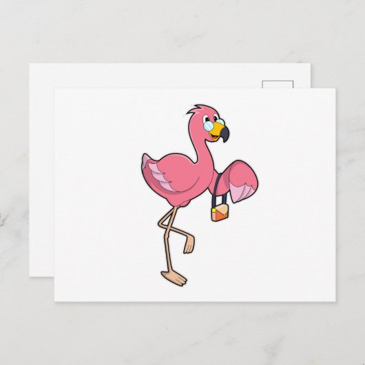 Flamingo met Handtas Briefkaart (Voorkant / Achterkant)