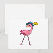 Flamingo met hoed en veer briefkaart (Voorkant / Achterkant)
