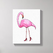 Flamingo met hoge hakken canvas afdruk (Voorkant)