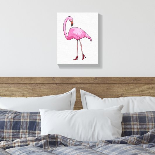 Flamingo met hoge hakken canvas afdruk (Insitu (Slaapkamer))