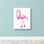 Flamingo met hoge hakken canvas afdruk (Insitu (Houten vloer))