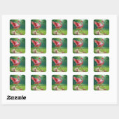 Flamingo met hoge hakken en parels vierkante sticker (Vel)