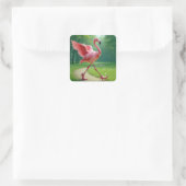 Flamingo met hoge hakken en parels vierkante sticker (Tas)