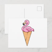 Flamingo met ijs-wafel briefkaart (Voorkant / Achterkant)