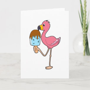 Flamingo met ijslolly kaart