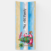 Flamingo met kerstboom in juli spandoek (Verticaal)