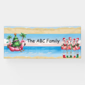 Flamingo met kerstboom in juli spandoek (Horizontaal)