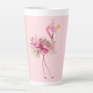 Flamingo met kroon latte mok